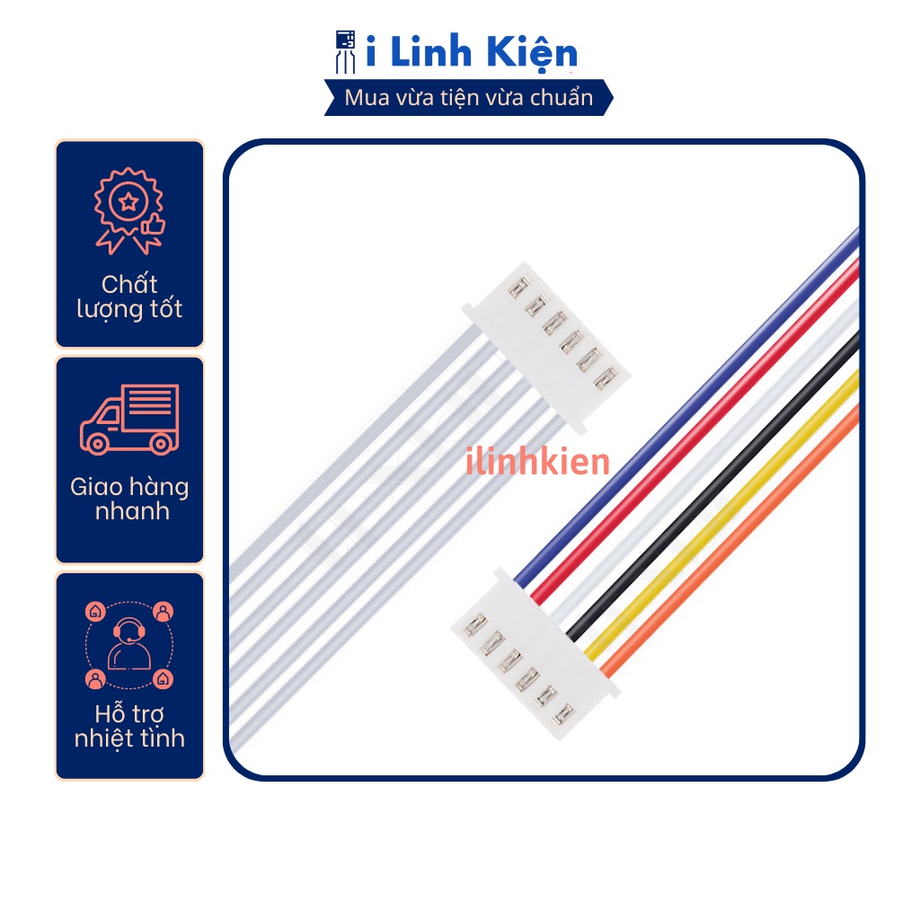 Dây bus 6P XH2.54 dây 22AWG 1 đầu cắm dài 30cm