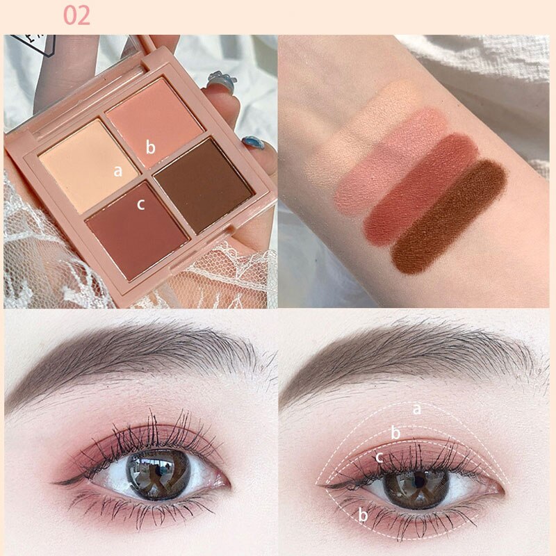 Bảng phấn mắt 4 màu ánh kim chống thấm nước