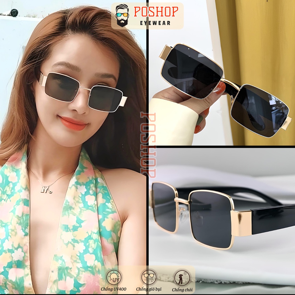 Kính mát thời trang nam nữ cao cấp POSHOP chống tia cực tím UV400 gọng to mắt vuông dễ đeo màu sắc tinh tế BALENTO