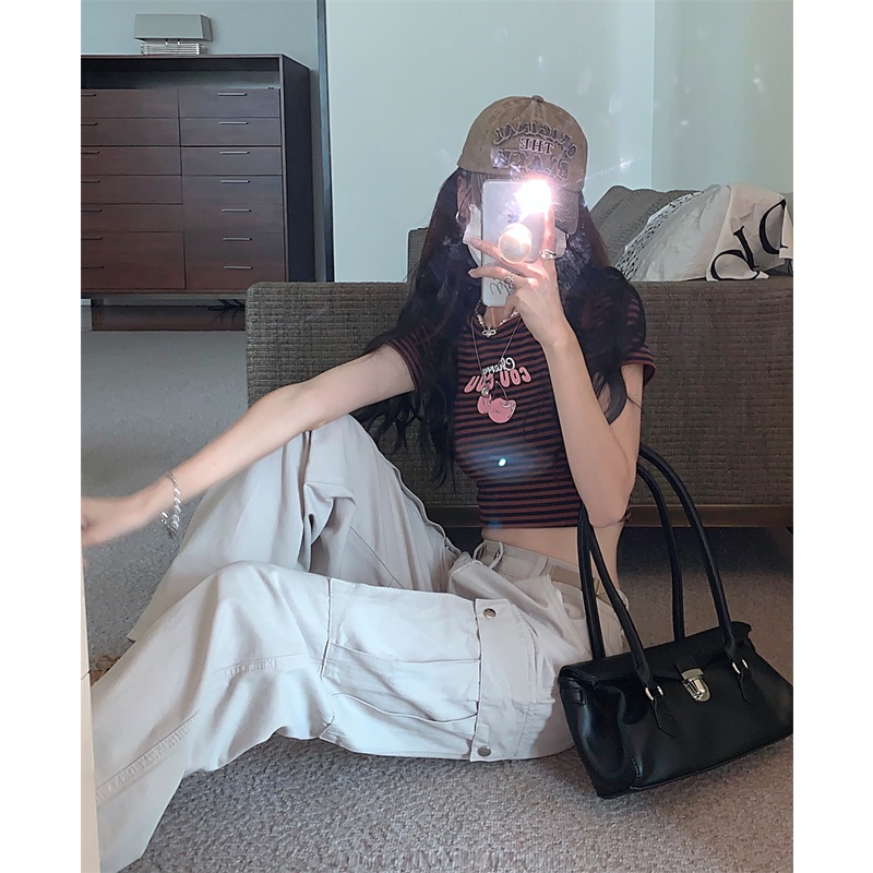 Quần ống rộng Lưng Cao Phong Cách Hip Hop Mỹ Thời Trang Cá Tính Cho Nữ