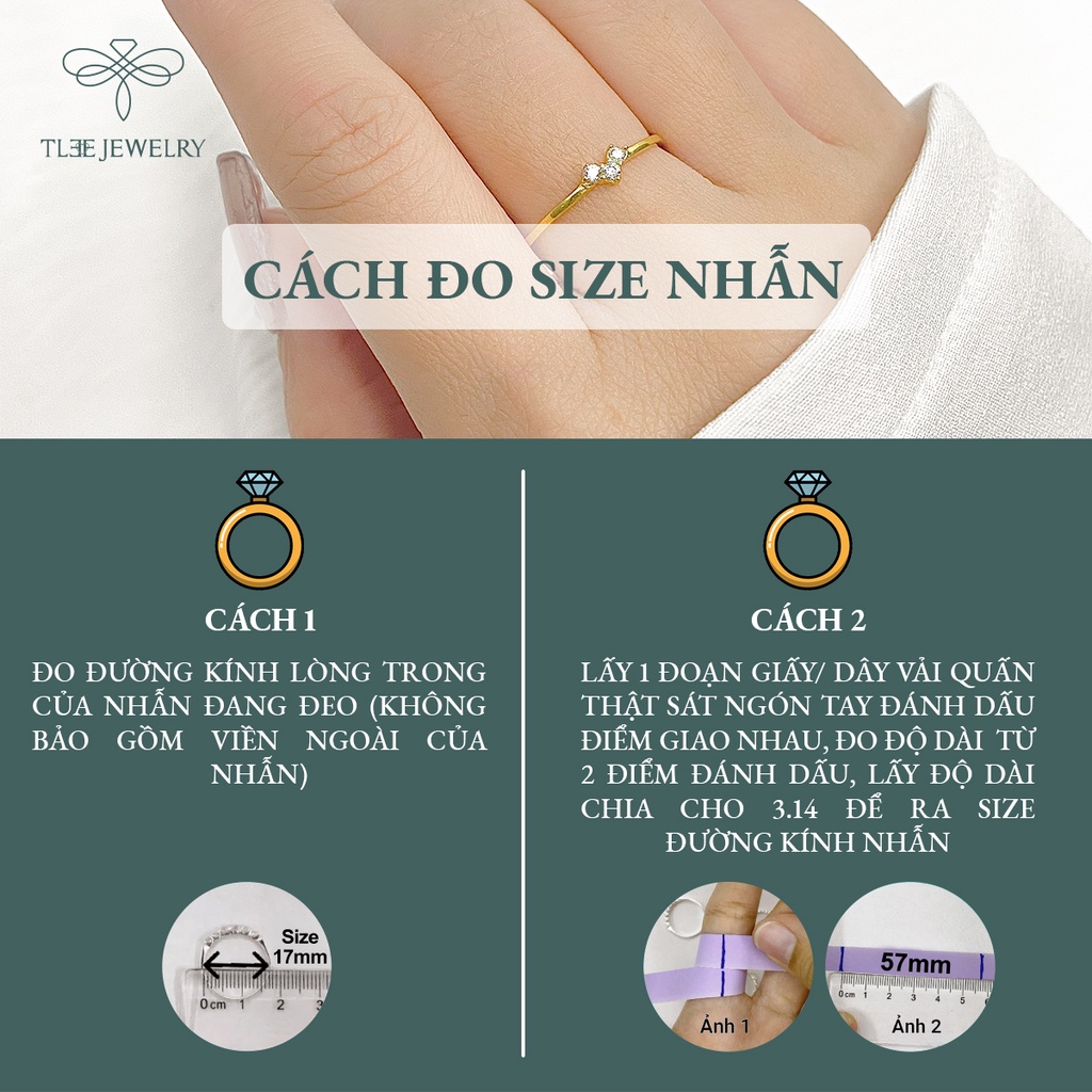 Nhẫn bạc nữ TLEE tiny mảnh mạ vàng 14k cao cấp NCJ A0113