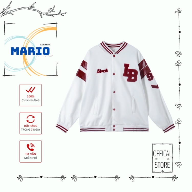 Áo Khoác Bomber Trơn Chất Liệu Vải Dù Pha Cotton In Họa Tiết "LB"