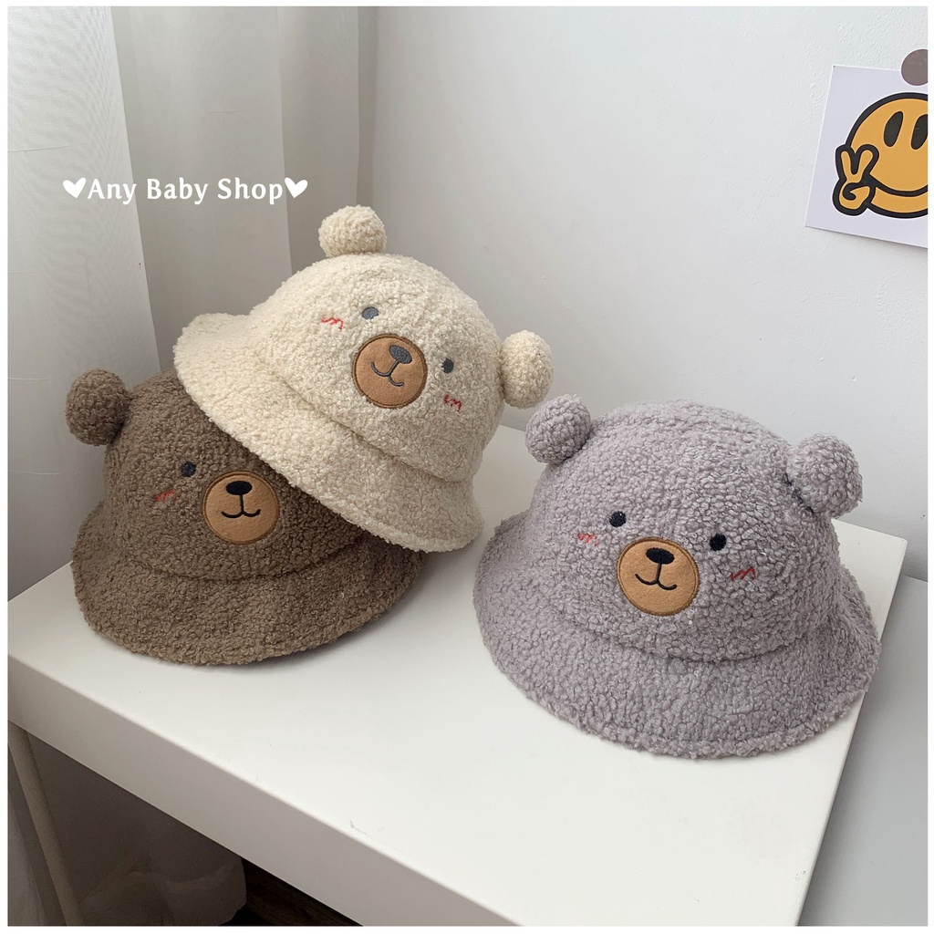 Mũ nón Bucket lông rộng vành thời trang cho bé trai và bé gái hình gấu nhiều màu siêu cute    ❣❣