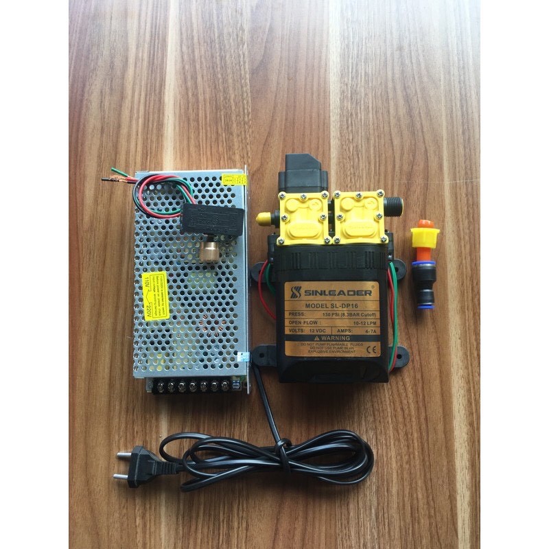Combo bơm đôi sinleader 12V và nguồn 12V10A 1 điều tốc và 12 giảm chuyển ống 8li