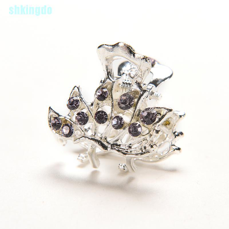 Kẹp tóc càng cua cỡ nhỏ có đính hoa pha lê phong cách mới cho nữ