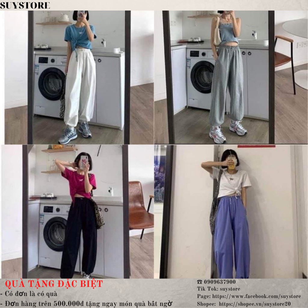 Quần thể thao ống rộng có dây rút ống quần suystore hottrend [Ảnh thật]