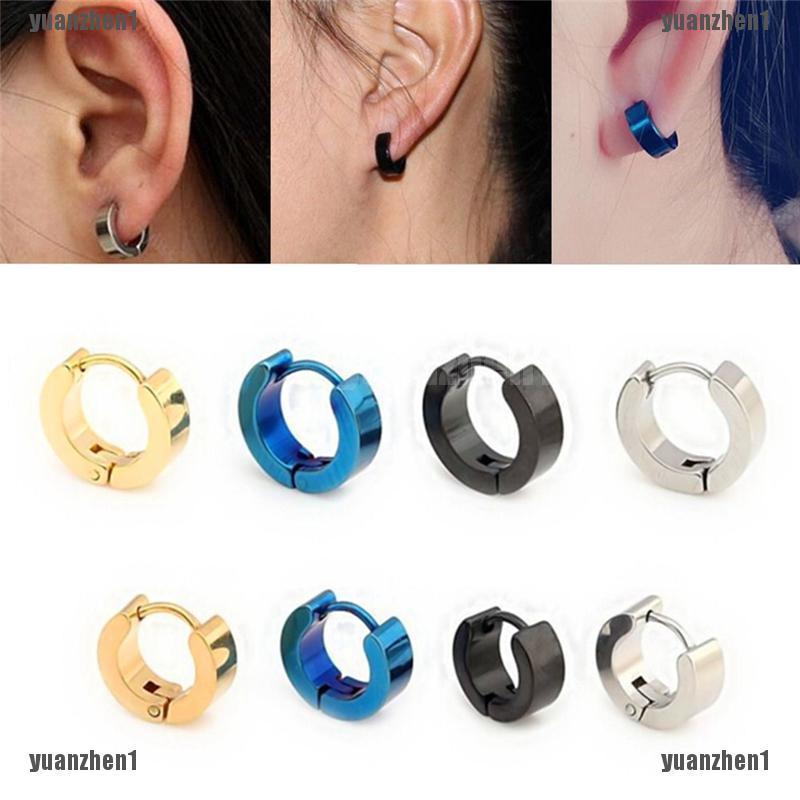 1 Đôi Khuyên Tai Tròn Bằng Thép Không Gỉ Cho Nam Nữ