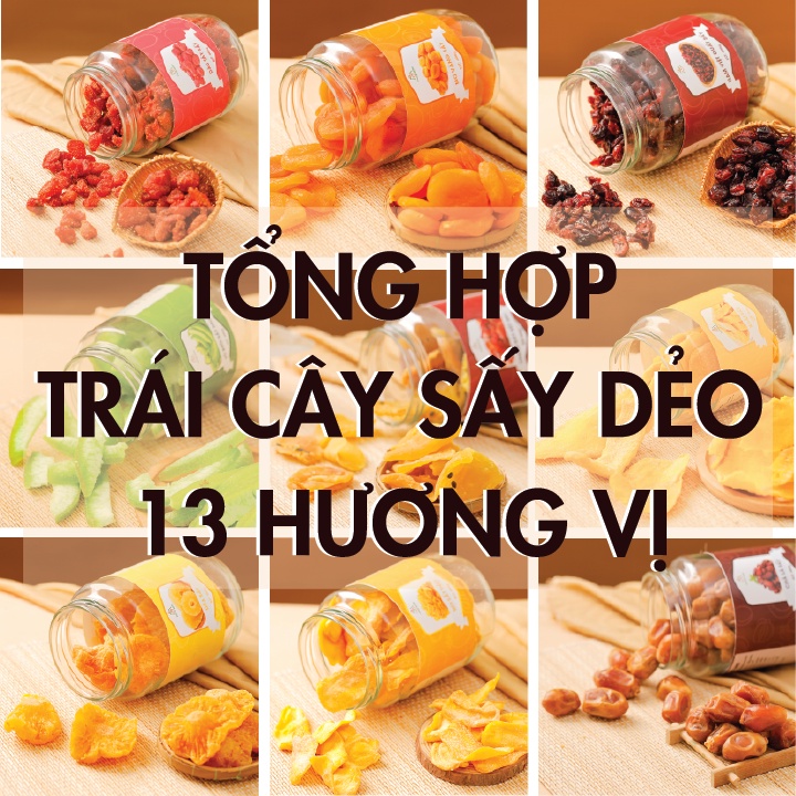 SET TRÁI CÂY 13 VỊ SẤY DẺO ăn vặt healthy + ăn kiêng + ăn chay + mẹ bầu hỗ trợ tiêu hóa + kích thích vị giác