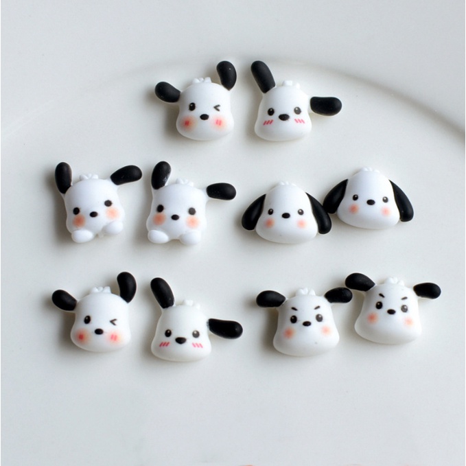 Charm chó trắng White Pupp đáng yêu vẫy tai cho các bạn trang trí bình nước, kẹp tóc, vỏ ốp điện thoại, dán Jibbitz, DIY