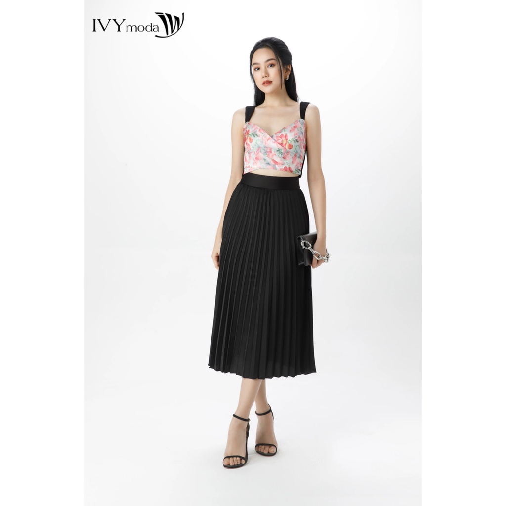 Chân váy lụa xếp ly IVY moda MS 31M7421