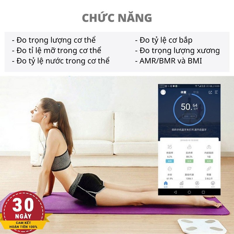 Cân điện tử sức khỏe đo lượng mỡ và phân tích cơ thể có kết nối bluetooth