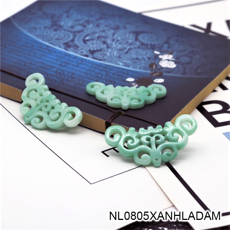Ngọc bội resin họa tiết 23*50mm nguyên liệu làm trâm làm trang trang sức cổ trang việt phục