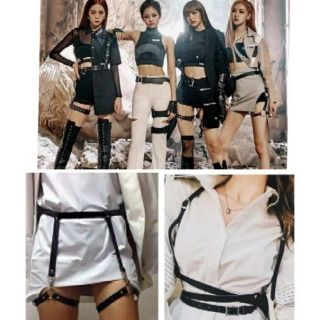 Hanner đai nịt da pu áo + đùi ulzzang blackpink