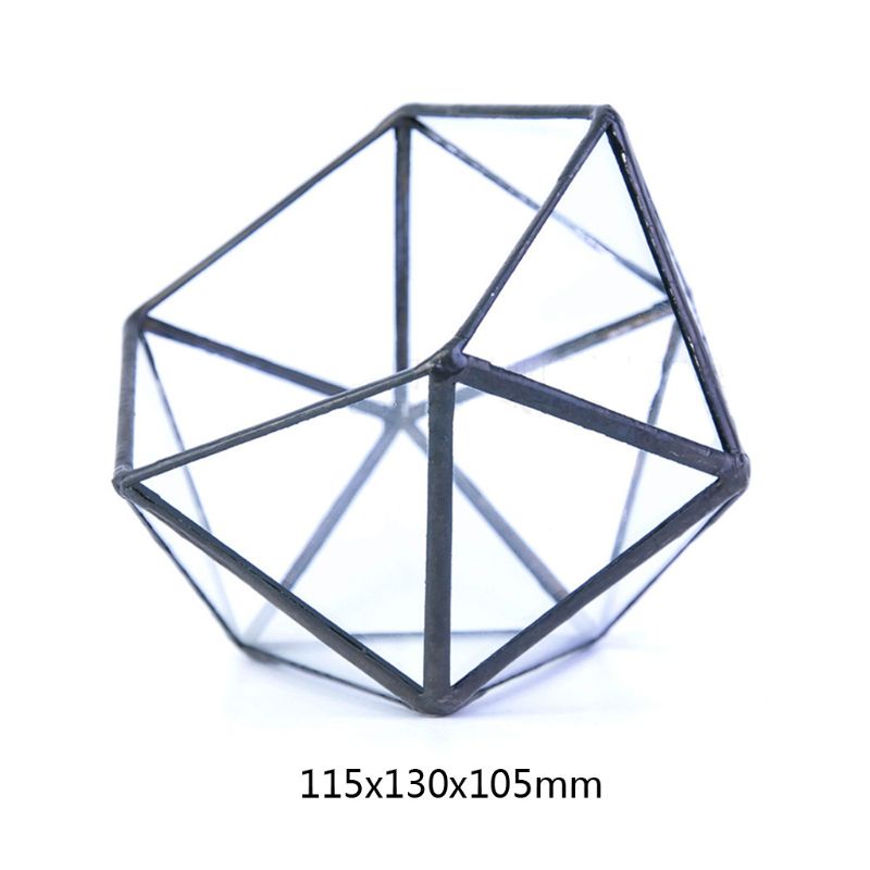 Chậu Trồng Cây Bằng Thủy Tinh Màu Vàng Đen Kiểu Dáng Hình Học Hiện Đại