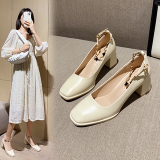Giày Cao Gót 5cm Da Mềm Phong Cách Anh Quốc Cổ Điển Cho Nữ