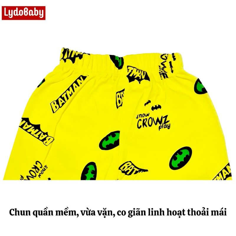 Bộ quần áo dài tay cho bé trai LYDO BB còn size 3, 4, 9, 10 mùa hè thu 100% cotton hình in siêu nhân người dơi, ô tô