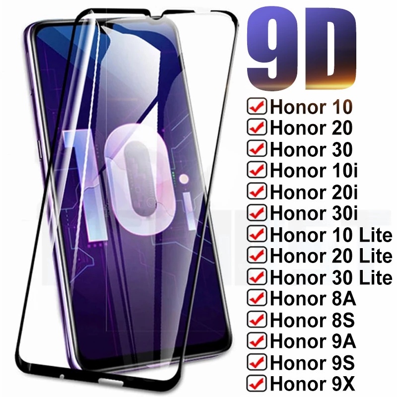 Set 4 kính cường lực 9D bảo vệ toàn màn hình cho Huawei Honor 10 Lite 10i 20i 30i 8X 8A 8S 9X 9A 9S 9C x10 Pro 20S