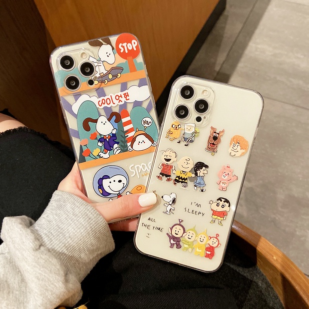 Huawei Y7A Y8P Y9 Prime 2019 Y9S Nova 7 7i 5T 3 3i 3e 4e SE P40 P30 P20 Pro Lite Honor 8X Cute Cartoon Snoopy Crayon Shin-chan Clear Straight Edge Fine Hole Tpu Soft Phone Case HLJ 11