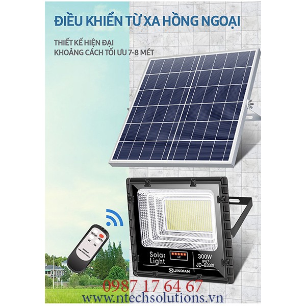 Đèn Năng Lượng Mặt Trời, Đèn Pha JinDian JD-8840L Công Suất 40W - Mẫu Mới 2020, Khung Nhôm, Chip Led "SMD" - BH 02 Năm