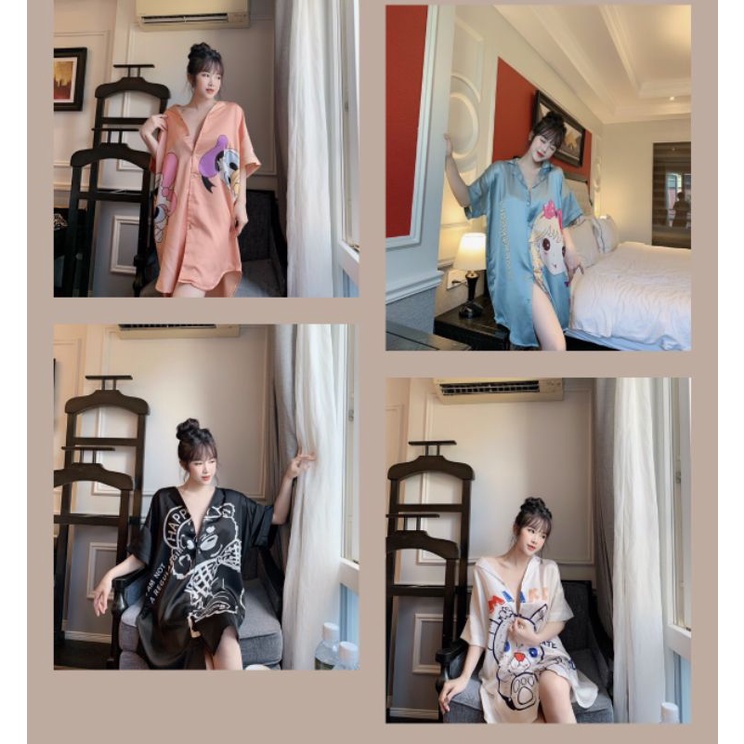 Đầm ngủ sơ mi lụa Latin satin loại 1 sang chảnh ❌Giá siêu rẻ❌ Chất cực đẹp