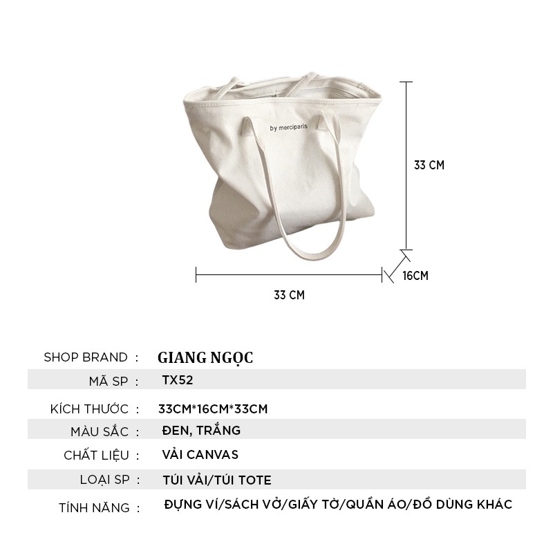[Mã FAMAYWA2 giảm 10k đơn từ 50k] Túi tote bag đẹp vải bố trơn mềm đẹp giá rẻ TX52 | BigBuy360 - bigbuy360.vn