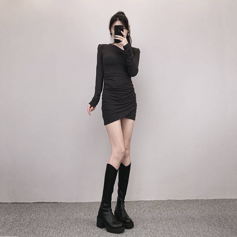 Boot nữ giày cao cổ nữ Giày Bốt Cao Gót Đế Dày Màu Nâu Thời Trang Xuân Thu Cá Tính