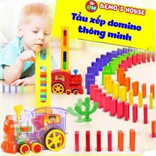 Đồ chơi Xe lửa thông minh thả domino tự động Đồ chơi tàu hoả tự động xếp domino cho bé thỏa sức sáng tạo