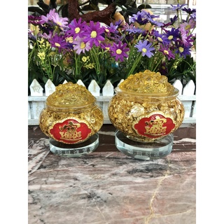 Hủ tiền, bát tụ bảo lá vàng phong thủy chiêu tài, lộc - Cao 10,5 cm và 12,5 cm