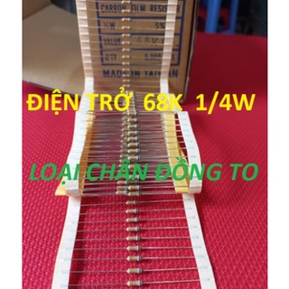 [100 CON] Điện Trở 68K 1/4W 5% Loại Chân To Bằng Đồng