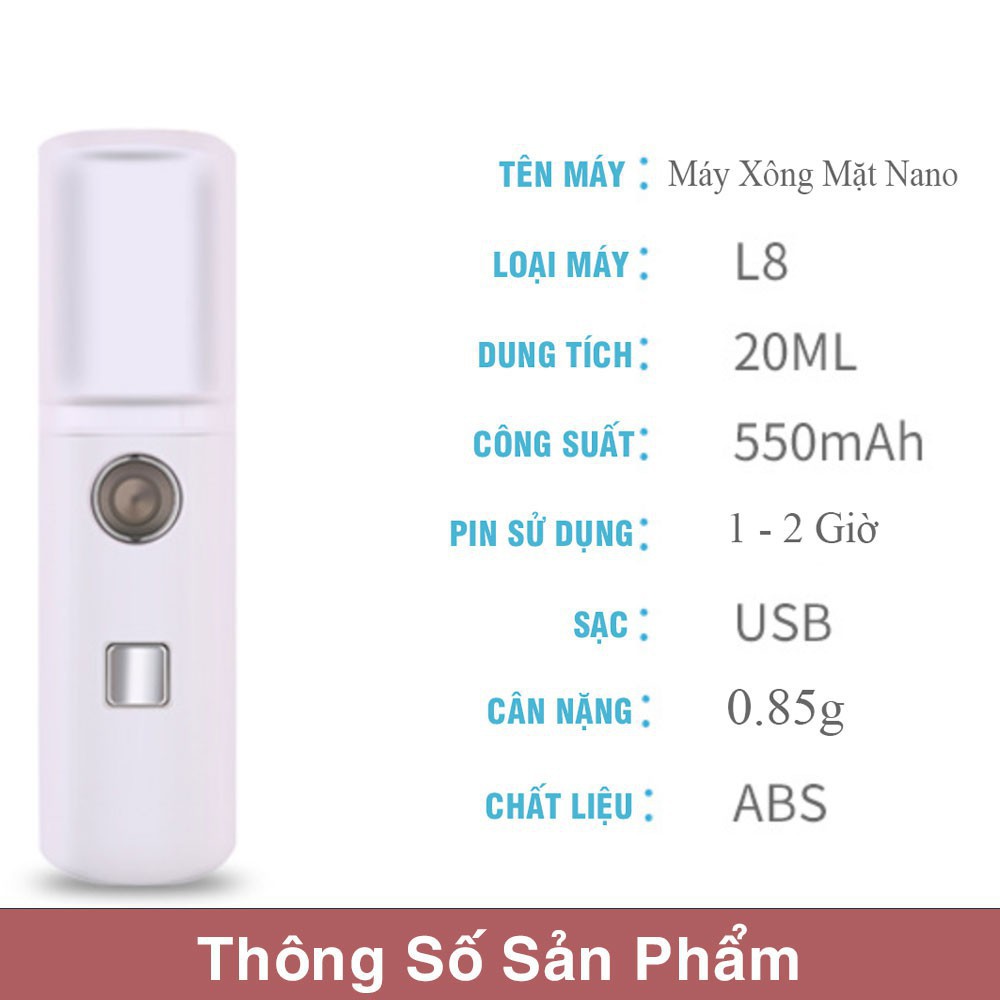 [Hàng Loại 1] Máy xông mặt xịt khoáng Nano tích điện, máy xông mặt nano phun sương  tích điện mini 30ml