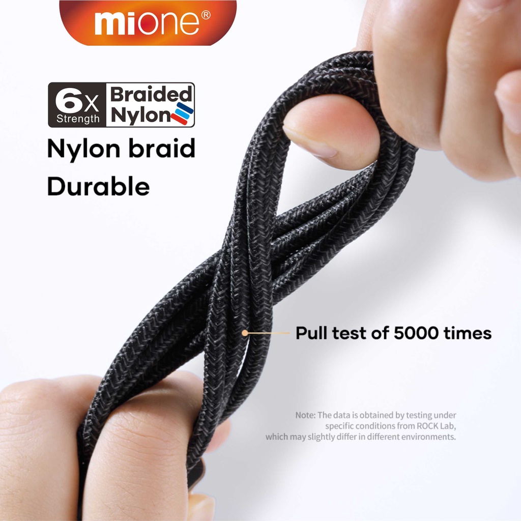 Dây cáp sạc MIONE 3 trong 1 bện 6A 66W Micro USB Type C 5A thích hợp cho iPhone Samsung