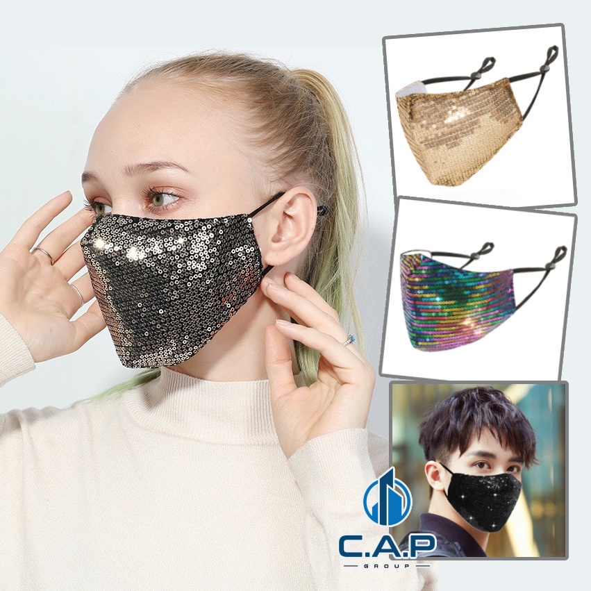 Khẩu trang lấp lánh kim sa kim tuyến Bling Bling sang chảnh - CAP 0II0M0IIIIV