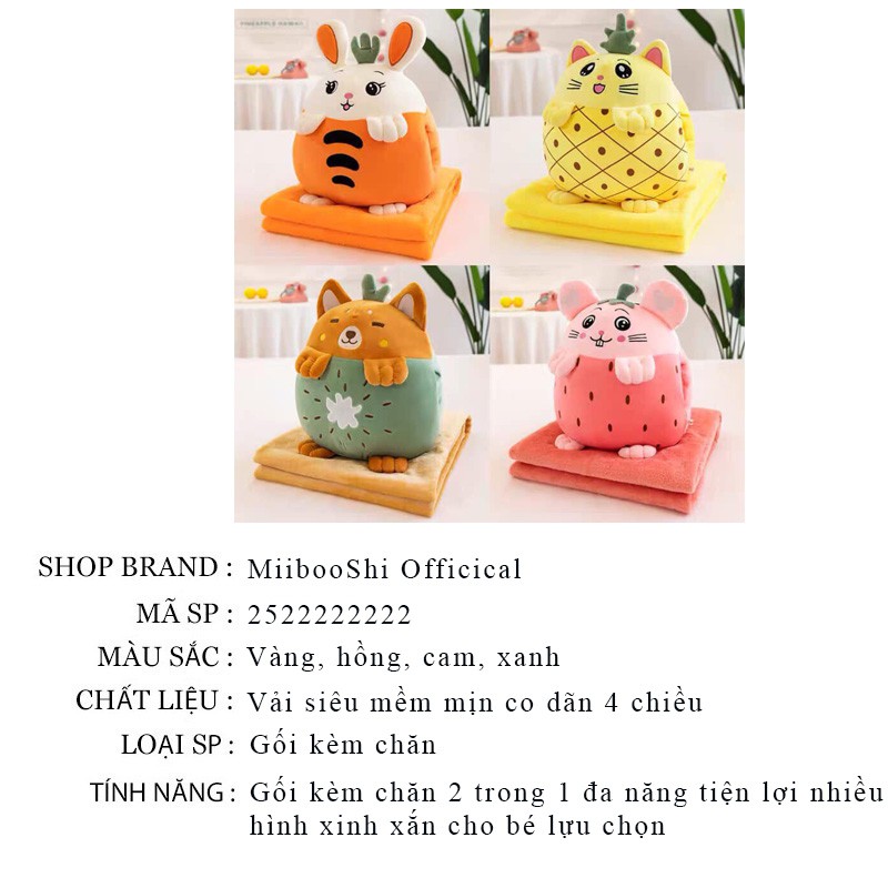 Gối kèm chăn hình thú văn phòng 3 trong 1 đa năng tiện lợi nhiều hình xinh xắn đáng yêu MiibooShi 2522222222