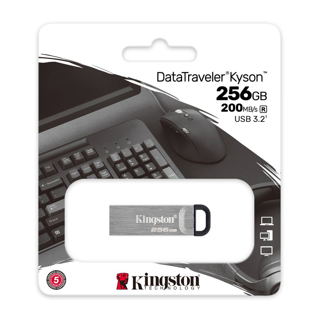 USB 3.2 Gen 1 Kingston DataTraveler Kyson vỏ kim loại thời trang DTKN256GB 200MB/s