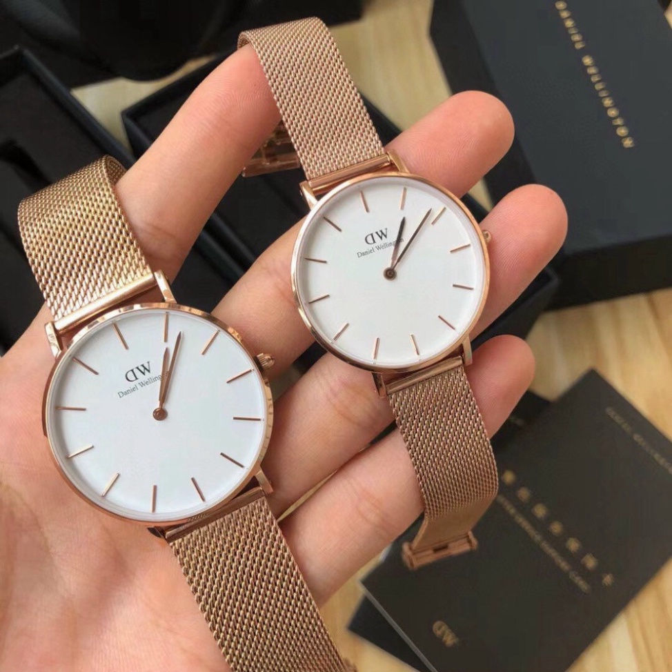 Đồng Hồ Halei DW Cặp Đôi Nam Nữ Dây Thép Lưới Đan Trẻ Trung - Máy Quartz - Bảo Hành 12 Tháng