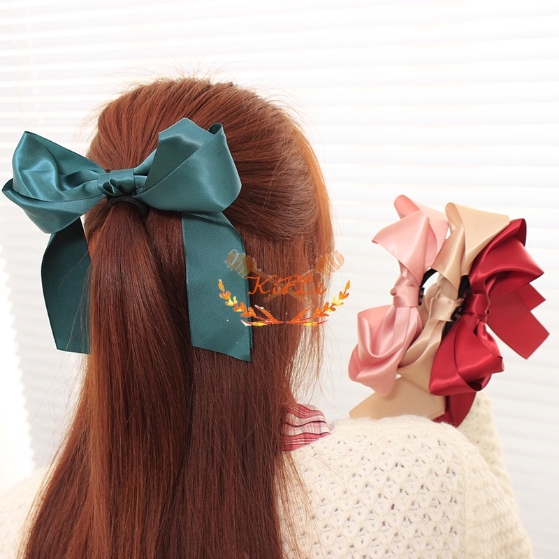 Dây buộc tóc đính nơ ruy băng lớn phong cách Hàn Quốc xinh xắn thời trang cho nữ