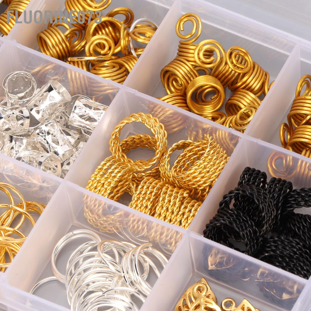 Fluorine073 Chuỗi hạt Dreadlocks Đặt hợp kim Hạt bện tóc Vòng xoắn Mặt dây chuyền Nhẫn trang sức Đồ trí cho bữa tiệc