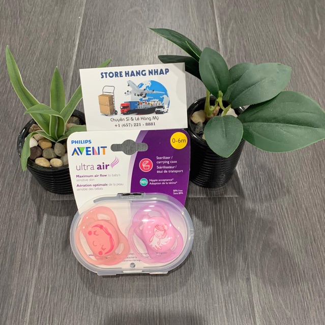 Sét 2 núm ngậm Philips Avent ultra air 0-6m