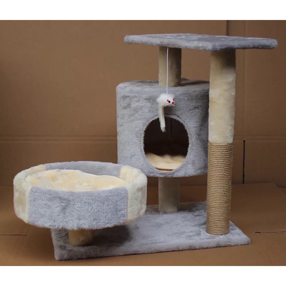 Nhà Cây Cho Mèo - Cattree Nhà Mèo 3 Tầng Có Trụ Cào Móng Cho Mèo