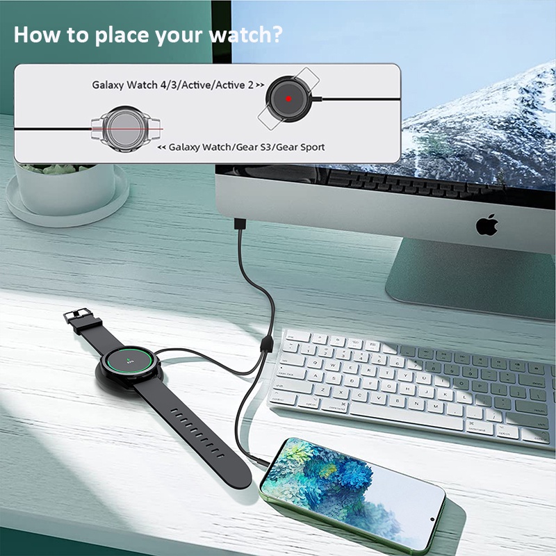 Đế Sạc Không Dây 2 Trong 1 Có Nam Châm Cho Samsung Galaxy Watch 4 Classic/3/Active 2/Samsung S21/S20