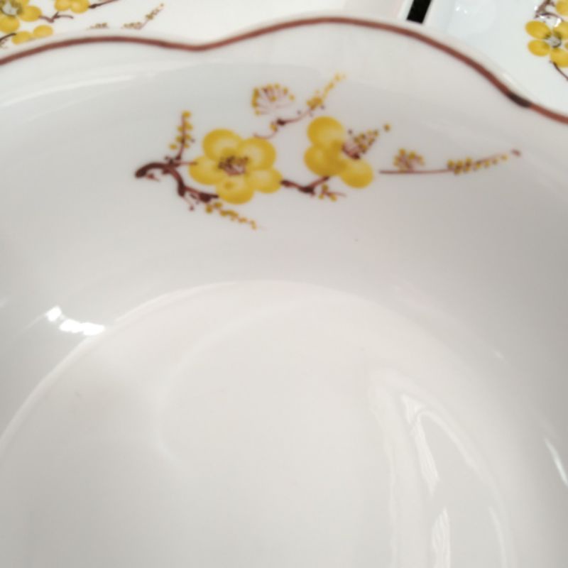 Bộ bát đĩa hoa mặt trời vẽ mai vàng, ĐK48cm.Cỡ vừa. Hàng sứ Bát Tràng