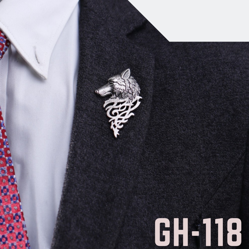 Ghim cài áo Vest Nam Lapel Pin thời trang hình đầu sói thủ lĩnh GH-118 {Phụ Kiện Vest nam - AdamZone}