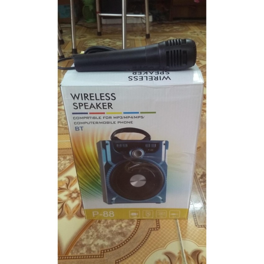 Loa bluetooth p88,89 tặng kèm mic dây karaoke