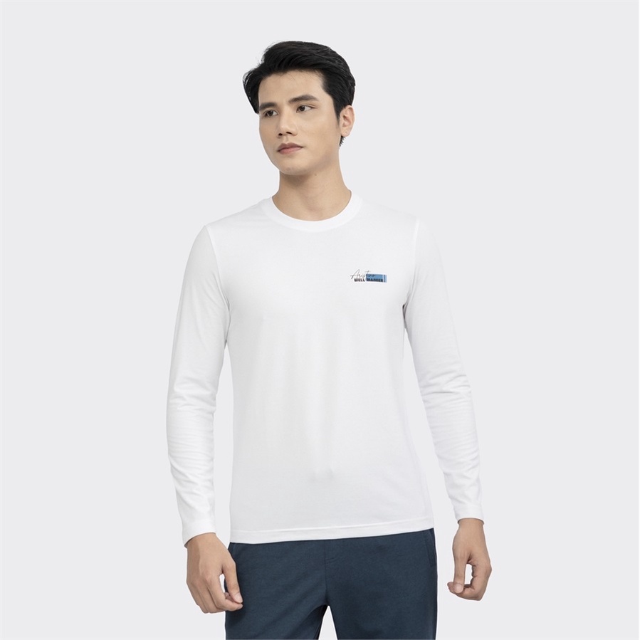 Áo Thun Thu Đông Dài Tay Nam Aristino ALT002W2 Trơn Màu Chất Cotton Cao Cấp dáng Regular Fit Suông Vừa Cổ Tròn