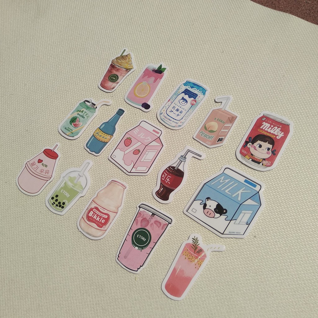 ( phần 14 ) Set 15 sticker GIẤY nhiều chủ đề trang trí sổ scrapbook