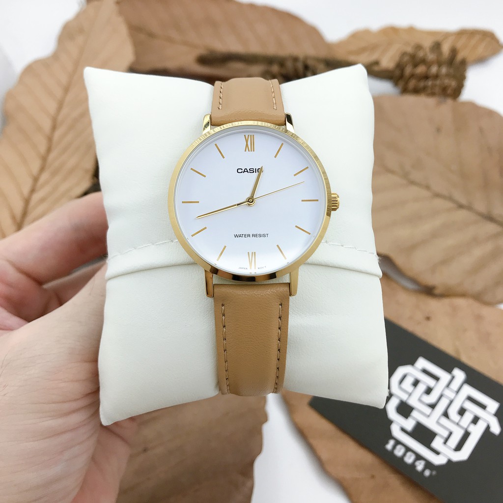 Đồng hồ nữ Casio LTP-VT01 / LTP-VT01GL-4B dây da, size 34mm, chống nước 50m, hàng chính hãng
