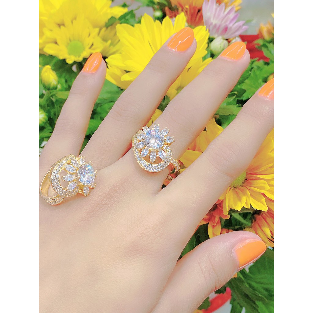 Nhẫn nữ UHA mạ vàng 18k đính đá CZ N502160T - Trang Sức UHA