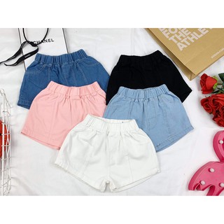Quần short giấy gân giữa bé gái mềm, co giãn cho bé