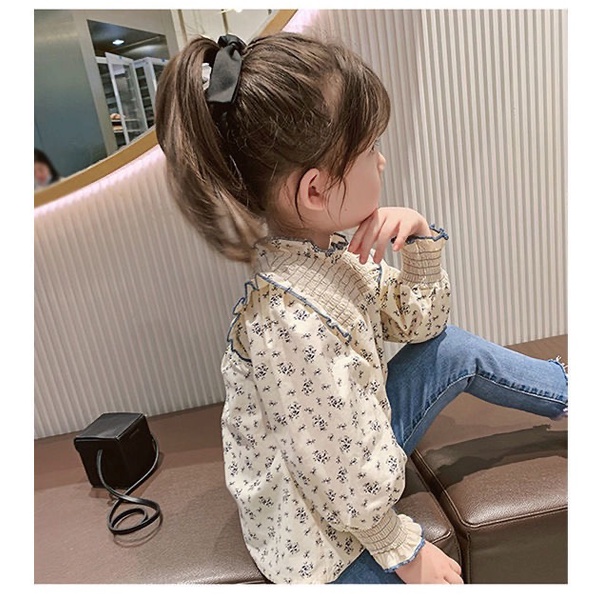 Áo sơ mi dài tay hoa nhí be cho bé gái cao 90-140cm, nặng 10-30kg