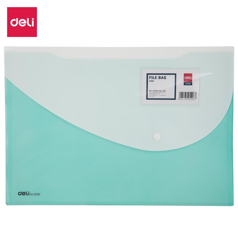 Túi hồ sơ A4 Deli, Đỏ/Cam/Xanh dương/Tím/Xanh lá cây - 1 chiếc - E5506